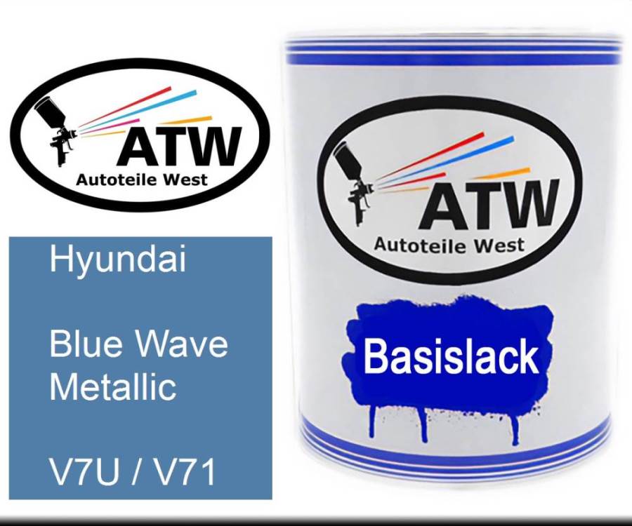 Hyundai, Blue Wave Metallic, V7U / V71: 1L Lackdose, von ATW Autoteile West.